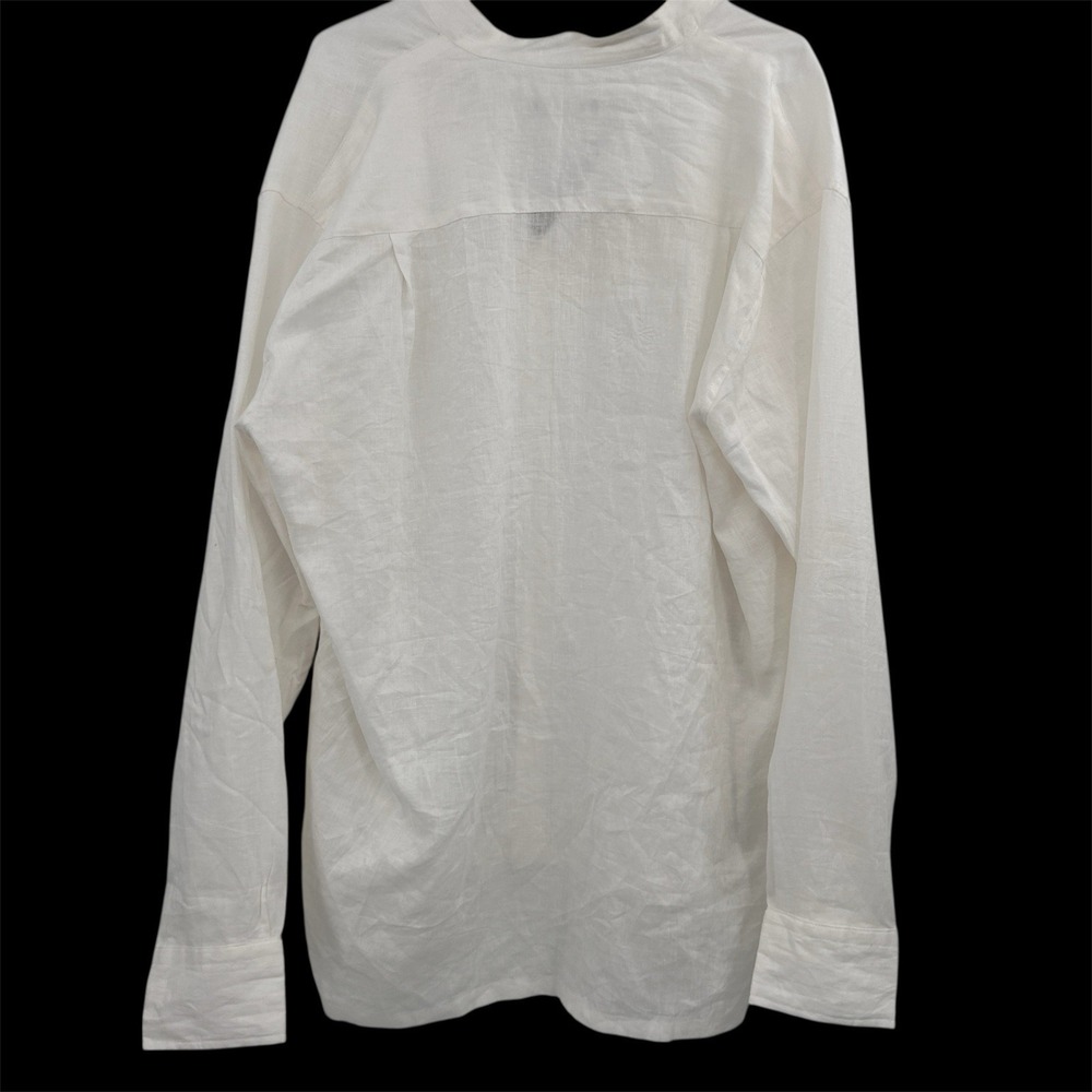 Mens‎ 100% Linen Button Down Long Sleeve Shirt Size XXL White Beachy Wedding - Picture 5 of 14